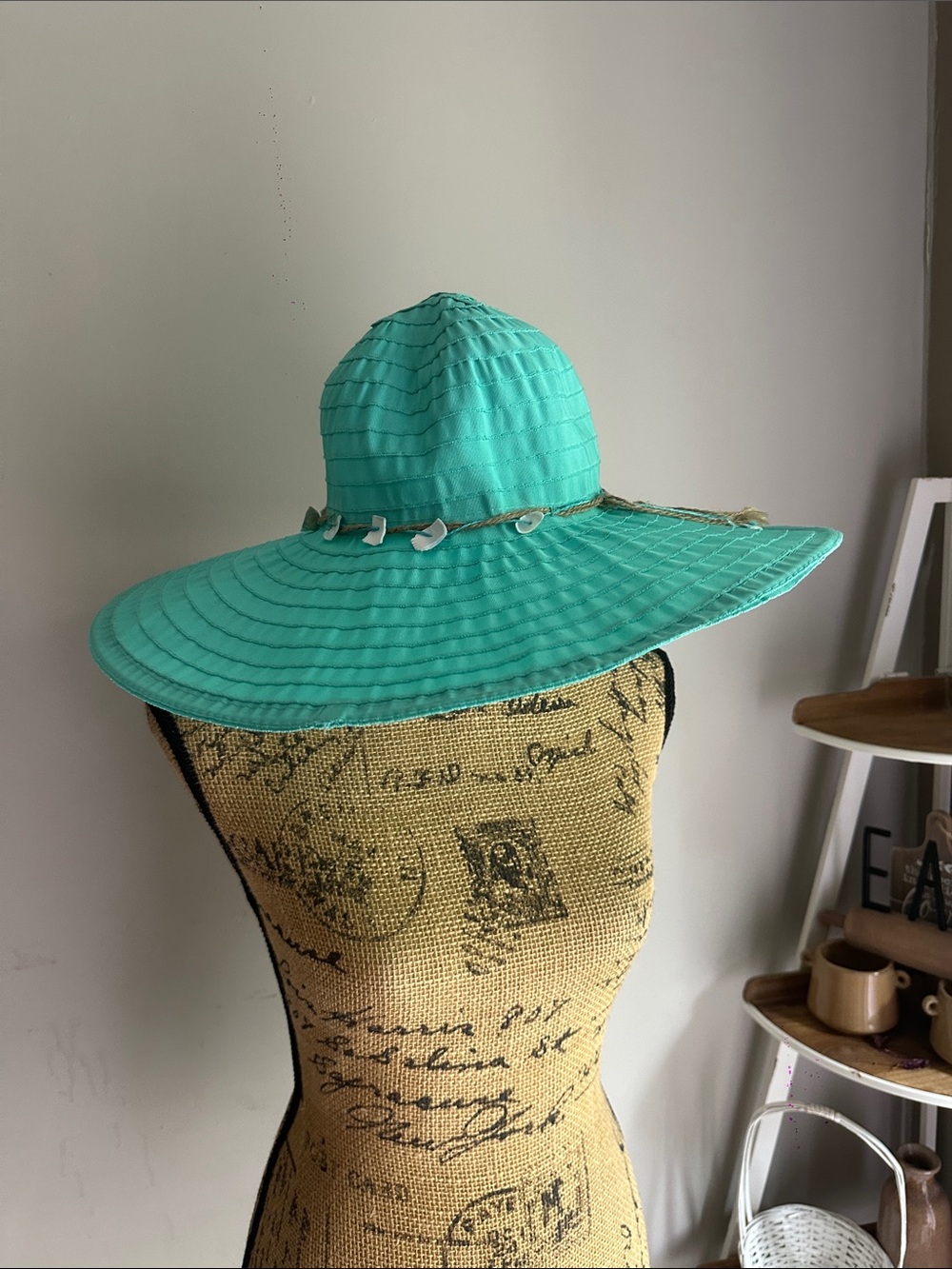 Turquoise Wide-Brim Sun Hat - Women's Beach Hat